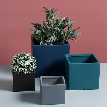 Nordic Industrial Styl Barevné Keramické Květiny A Květináče Šťavnaté Květináč Green Cube Tvar Květináče S Otvorem Odpovídající Zásobník