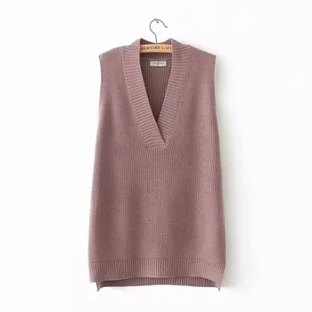 2020 Módní oversize ženy pletené svetr vesta bez rukávů V-neck svetr žena plná barva svetr vesta topy vesta G911