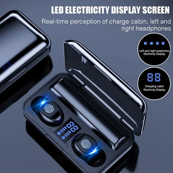 F9 TWS Bezdrátový LED Displej Sluchátka Bluetooth Touch Sluchátka w/Nabíjecí Box