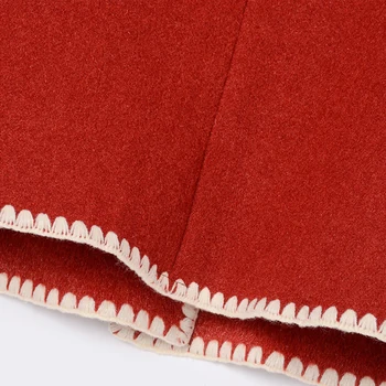[EAM] Loose Fit Red Pocket Rozdělení Společné Velké Velikosti Krátké Sako Nové Klopě Dlouhý Rukáv dámský Kabát Módní Jaro Podzim 2021 1Z545