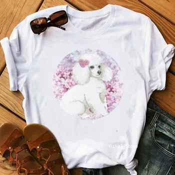 Roztomilý Růžový pudl, animal print white t shirt ženy psí máma milence tričko den Matek dárek létě roku 2020 žena oblečení vlastní tričko