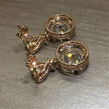 Módní Kulaté Vykládané Zirkony Lesklé Náušnice Ženy Kreativní Design Luxusní Vysoce kvalitní 925 Stříbrné Šperky Náušnice, Snubní Prsteny