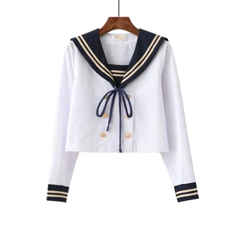 UPHYD Nová Japonská Uniforma Školní Trička Bílé Námořnické Uniformě Topy Dlouhý Rukáv Jaro Léto JK Uniformy, Košile Anime Cosplay Top