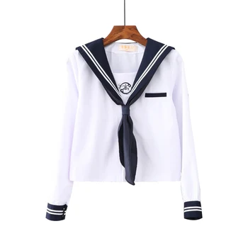 UPHYD Nová Japonská Uniforma Školní Trička Bílé Námořnické Uniformě Topy Dlouhý Rukáv Jaro Léto JK Uniformy, Košile Anime Cosplay Top