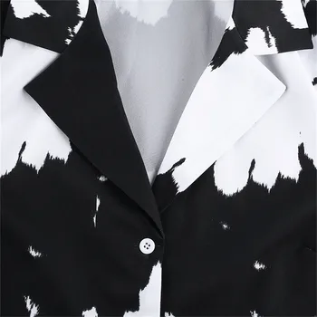 Módní Crop Top Dámské Krátký Rukáv Tričko Tie-dye Tištěné Turn-down Límec Krátký Top Košile blusas mujer de moda 2020#GH