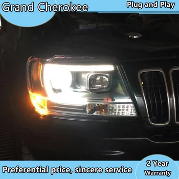 Car Styling čelovka pouzdro pro Jeep Grand Cherokee LED Světlomety 1999-2004 LED Světlomet H7 D2H HID Angel Eye Bi Xenonové Být