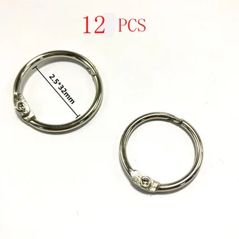 12KS 32MM karty prsten knihu prsten kovový závěs ring kroužek na klíče vazba volné spony otevření otevření kruhu kroužek spojovací kroužek