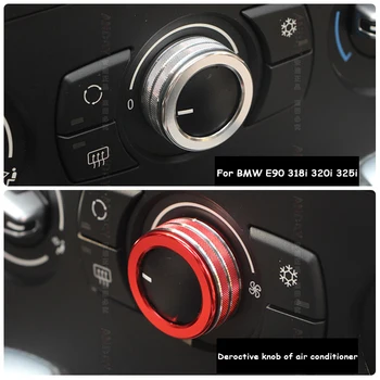 1ks Hliníkové Slitiny Auto Klimatizace Zvuku Knoflík Kryty Dekorace Interiéru Pro BMW E90 3-Series 318i 320i 325i 2005-2013