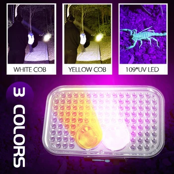 LED UV Světlomet Svítilna Pochodeň Pro UV Pet Oblečení, Jídlo, Houba Detekce 2 V 1 Black Lehká Hlava Svítilny Noční Rybolov Světlometů