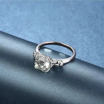 Hutang Stone Snubní Prsteny Přírodní Drahokam Zelený Ametyst Pevné 925 Sterling Silver Crystal Ring Jemné Šperky Pro Ženy, Dívky