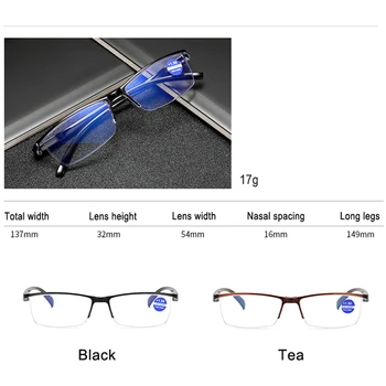 LongKeeper Muži Čtení Brýle Anti Modré Světlo Počítačových Brýle, Ženy Ultralight Semi-Bez Obrouček Předpis Brýlí +1.0~+4.0