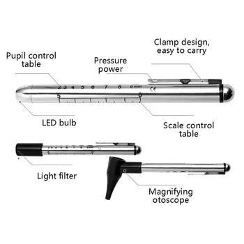 Otoskop Sada Fiber Optic Otoskop Oftalmoskop LED ORL Diagnostické Vyšetření Kit Ucha, Nosu a Krku Zkouška Kit