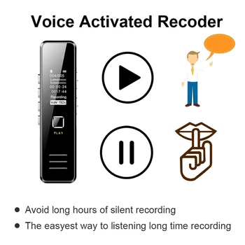 Digitální Hlasový Záznamník MP3 Přehrávač Mini Rekordér Podpora 32GB TF Karta Profesionální Diktafon 20 hodin Nahrávacího Času