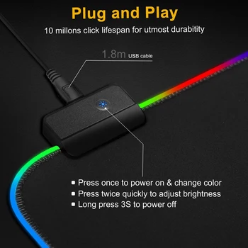 Herní Podložka pod Myš Gamer Počítač Stylový Drátový Herní Mechanické, LED Světelný Barevných Světel RGB Gaming Mouse Pad Klávesnice Mat