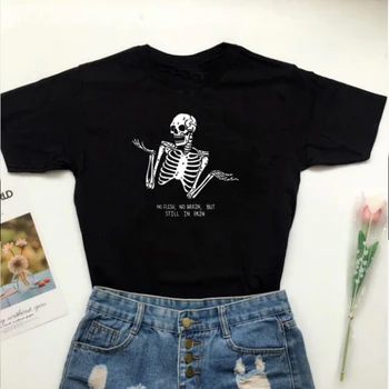 Žádné Tělo Bez Mozku, Ale Stále V Bolestech T Shirt Ženy Grunge Grafické Tees Halloween T-shirt Bavlněné Topy Harajuku Dívka Dropshipping