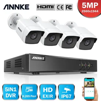 ANNKE 4CH 5MP Lite HD Video monitorovací Systém 5V1 5MP Lite H. 265+ DVR S 4X 5MP Povětrnostním vlivům Venkovní Bezpečnostní Kamery CCTV