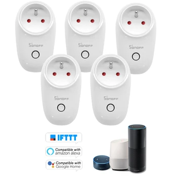 5KUSŮ SONOFF S26 ITEAD Wifi Inteligentní Zásuvky Bezdrátové Dálkové Ovládání Nabíjecí Adaptér Smart Home Plug US/UK/CN/AU/EU Typ E/F Alexa