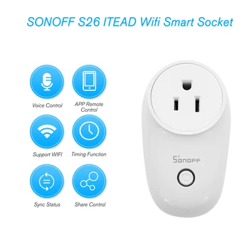 5KUSŮ SONOFF S26 ITEAD Wifi Inteligentní Zásuvky Bezdrátové Dálkové Ovládání Nabíjecí Adaptér Smart Home Plug US/UK/CN/AU/EU Typ E/F Alexa