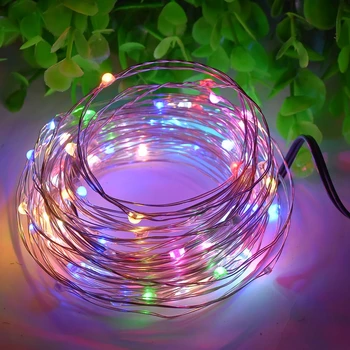 Měděný Drát LED String Světlo Svatební Dekorace Venkovní Osvětlení Řetězců Vodotěsné Víla Světla Pro Vánoční +Napájecí Adaptér