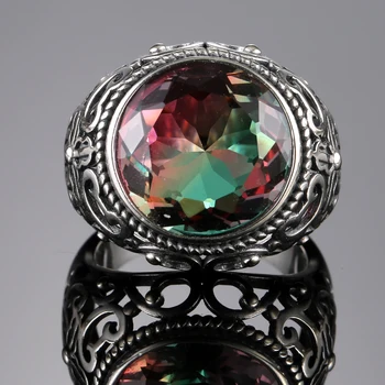 Vintage Velký Kámen Prsten pro Ženy, Svatební Zásnubní Večírek Vysoce Kvalitní Stříbrné Prsteny Šperky