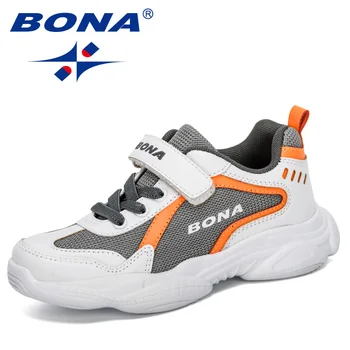 BONA 2020 Nové Designéry Populární Sportovní Boty Chlapci Prodyšné Běžecké Tenisky Dětské Cestovní Boty Děti Vycházkové Boty Holky