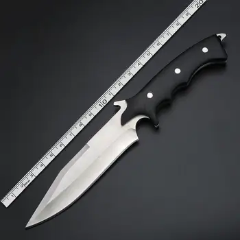 Venkovní Lovecký Nůž Camping Přežití Nože 9cr18mov Čepel Nože Multi-funkční Nástroj Nůž s Koženou Pochvou