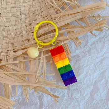 In Populární lesbické doplňky rainbow stavební blok Klíčenka lesbické hrdosti náhrdelník lgbt milence odznak dárky
