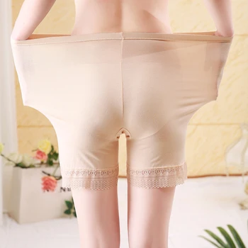 Ženy Plus Velikost 2XL-6XL Krajky Bezpečnost Krátké Kalhoty, spodní Prádlo Boxer Ženy Pohodlné Bambusové Vlákno Kalhotky Ropa Interiéru Femenina