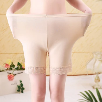 Ženy Plus Velikost 2XL-6XL Krajky Bezpečnost Krátké Kalhoty, spodní Prádlo Boxer Ženy Pohodlné Bambusové Vlákno Kalhotky Ropa Interiéru Femenina