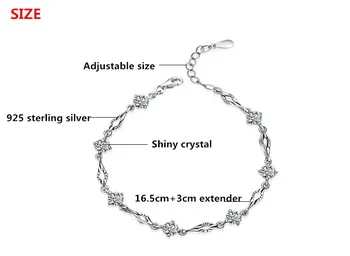 925 sterling silver módní lesklé crystal dámy'bracelets šperky ženské ženy k narozeninám dárek levné drop shipping