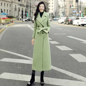 2020 Populární Podzimní Zimní Černý Vlněný Kabát Dámské Mid-Délka korejské Slim Temperament Vlněné Kabát Ženské Tlačítka Vynosit Q380