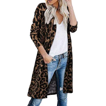 2020 Ženy Svetr Ženy Open Stitch Dlouhé Leopard/Květinové Tisk Dlouhý Rukáv Elegantní Dámy Jaro Podzim Oblečení