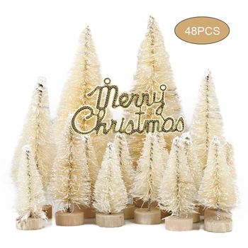 Sisalové Vlákno Mini Vánoční Strom, Sníh, Mráz Malé Borovice DIY Řemesla Stolní Dekorace Vánoční Ozdoby