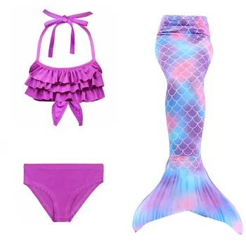 Dětský Mořská panna Ocas Cosplay Kostýmy, Plavky, Bikiny Tři-kus Hot Spring Pool Party Plavky