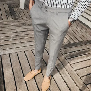 Pánské jednobarevné malé kalhoty klasické základní malé nohy ležérní kalhoty pánské kalhoty pánské formální oblek kalhoty