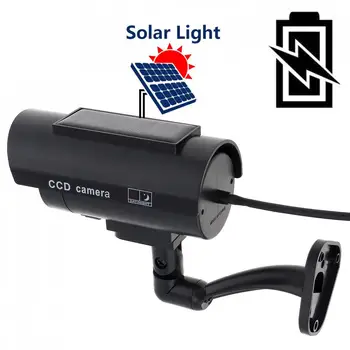 Vodotěsné Falešné Figuríny Kamera Venkovní Solární Imitace Kamery Simulace CCTV Bezpečnostní Kamery s Světlo