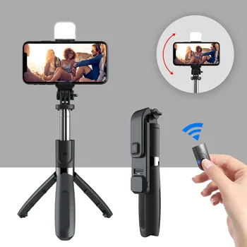 Přenosný Bluetooth Selfie Stick Rozšiřitelná Monopod s Mobilním Telefonem Krásy Lampa Mini Stativ Bezdrátový Selfie Hůl
