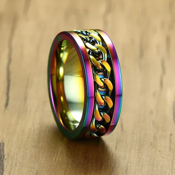 Modyle 8mm Flexibilní Otočný Řetězce Prsten pro Muže z Nerezové Oceli Snubní prsten Unisex Šperky Multi Barevné Mužské Šperky