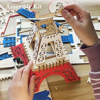 Ruské Kolo 3D Dřevěné Výstavby Puzzle Stavební Model DIY Puzzle, Vzdělávací Hračky, Děti, Narozeniny, Vánoční Dárky