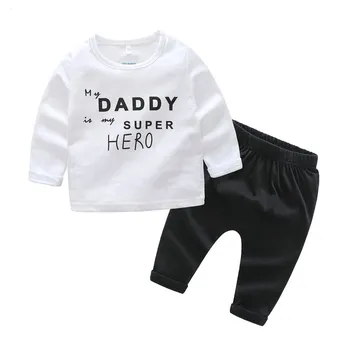 Wasailong nové Podzimní baby boomer šortky oblek chlapec je písmeno T košile kalhoty dva kusy