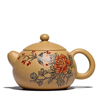 Zisha Xishi Yixing Konvice Na Čaj Syrové Rudy Barevnou Ruční Malbou Autentické Konvice Teaware