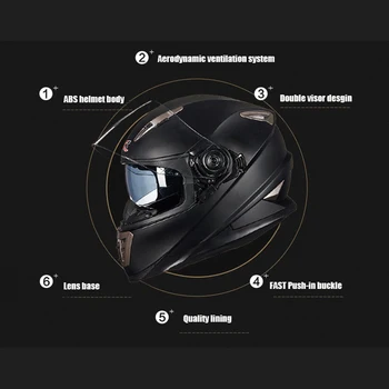 Nové GXT Moto přilba Dvojité hledí motocykl celoobličejové helmy na motorku M L XL velikost Závodní helma