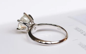 YANHUI S Certifikátem Silver 925 Prsten Luxusního Bílého Zlata Barva 2ct Solitaire Lab Diamond Zásnubní Snubní Prsteny, Dárek Šperky