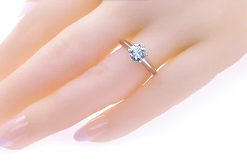 YANHUI S Certifikátem Silver 925 Prsten Luxusního Bílého Zlata Barva 2ct Solitaire Lab Diamond Zásnubní Snubní Prsteny, Dárek Šperky