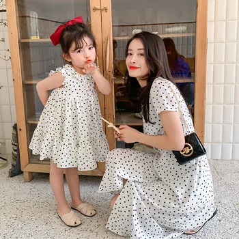 Rodič dítě v létě roku 2020 letní korejské dětské dlouhé sukně pro dívky, matka květinové sukně