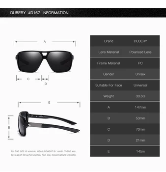 DUBERY Vintage sluneční Brýle Muži Polarizované Sluneční Brýle Pro Muže, UV400 Odstíny Jízdní Černé Brýle Oculos Muž 8 Barev Model 167