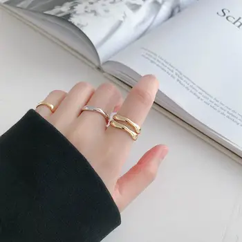 F. I. N. S Nepravidelným Twist Stříbrný Prsten 925 Stohovatelné Ženské Prsteny korejský Módní Snubní Prsteny pro Ženy Jemné Šperky