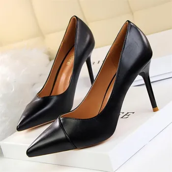 Vysoce kvalitní módní štíhlé jednoduché profesionální OL dámské boty s vysokými podpatky mělké v ústech špičaté boty dámské vysoké podpatky