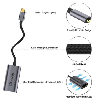 QGeeM USB C Kabel HDMI 4K 60Hz Typ C HDMI Adaptér Thunderbolt 3 a USB C Převodník HDMI pro MacBook Huawei Mate 30 Pro Samsung