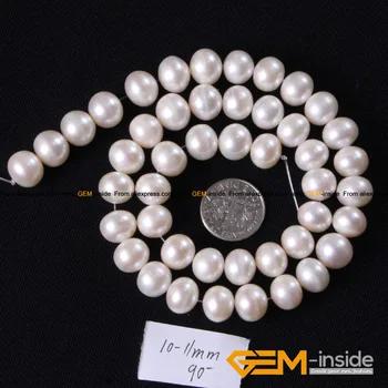 10-11 mm Kulatý Bílý Přírodní Sladkovodní Pearl Korálky Pro Výrobu Šperků Strand 15 Palcový DIY Náramek, Náhrdelník Šperky Pearl Korálek